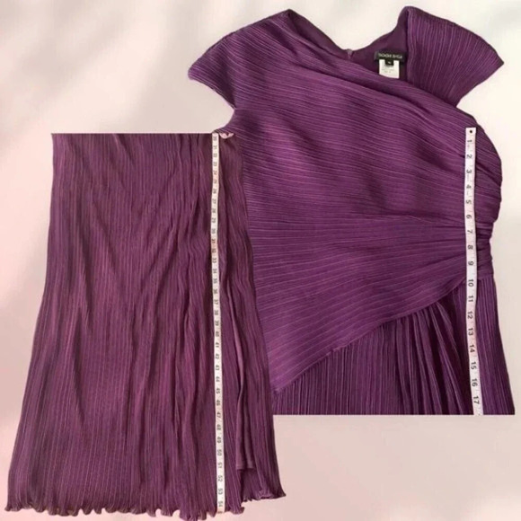 TADASHI SHOJI Pleated Chiffon Gown in Purple Size 16 - Picture 7 of 8